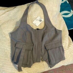 Grey halter Forever 21 zip up vest